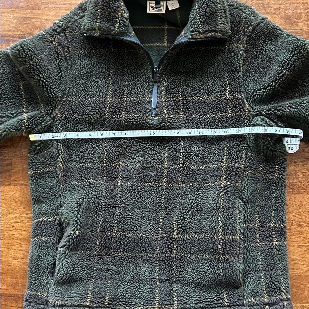 Womens Woolrich plaid half zip made in USA pullover dark green fleece size small - Picture 6 of 10